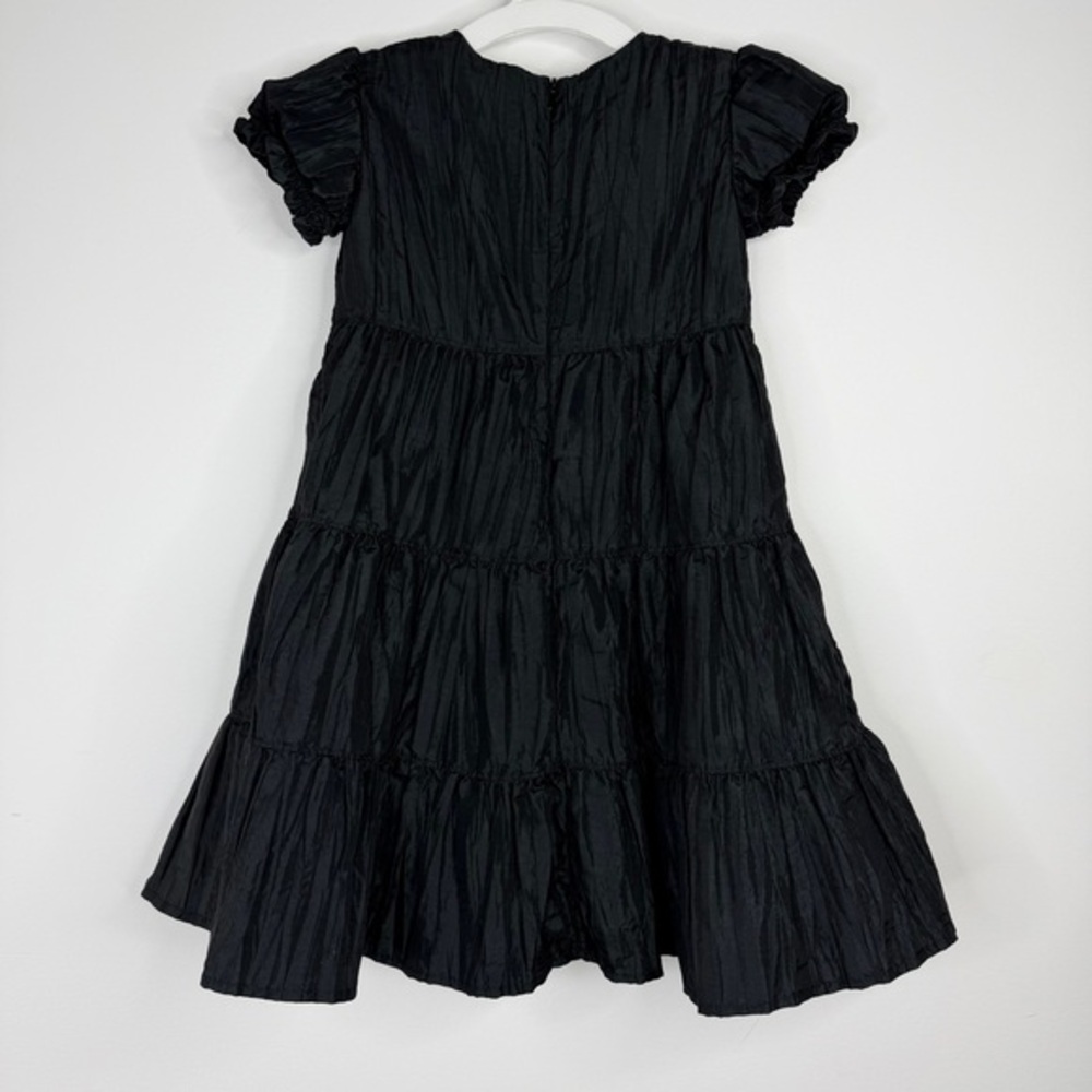 Hanna Andersson Girl's Fancy Special Occasion Black Crinkly Dress w/Rosettes - Picture 5 of 6